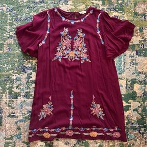 Maroon Embroidered Dress